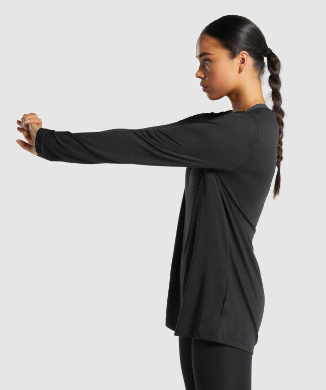 Gymshark Training Oversized Women's T Shirts Black | UAE-35FLWC