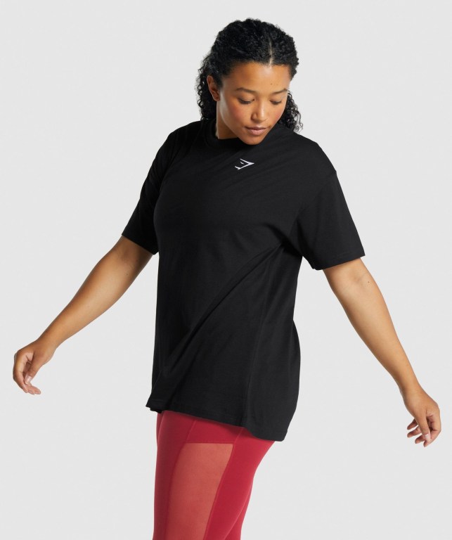 Gymshark Training Oversized Women's T Shirts Black | UAE-43CUTS