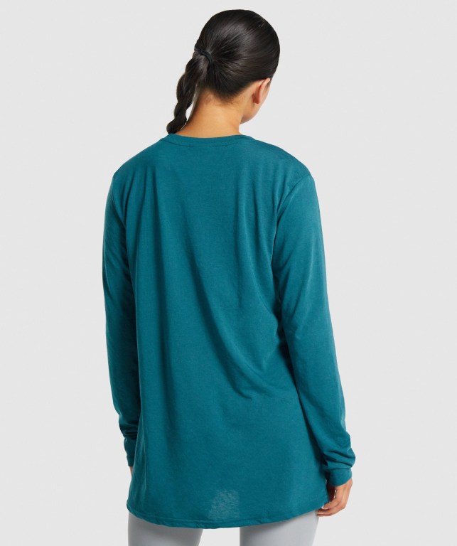 Gymshark Training Oversized Women's T Shirts Turquoise | UAE-45HUCE