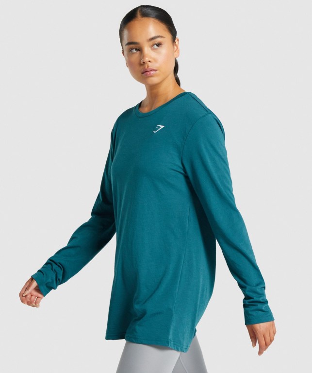 Gymshark Training Oversized Women's T Shirts Turquoise | UAE-45HUCE