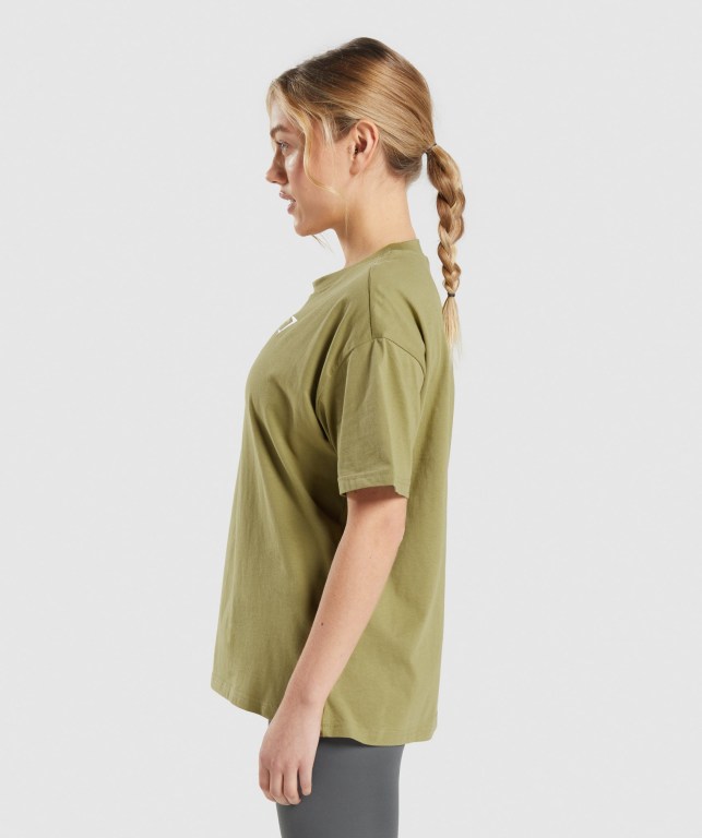 Gymshark Training Oversized Women's T Shirts Green | UAE-56PWCZ