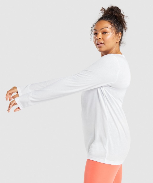 Gymshark Training Oversized Women's T Shirts White | UAE-84UHGI