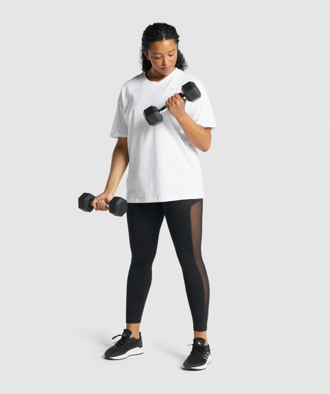 Gymshark Training Oversized Women's T Shirts White | UAE-92KRHU