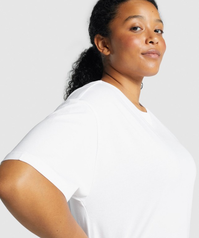 Gymshark Training Oversized Women's T Shirts White | UAE-92KRHU