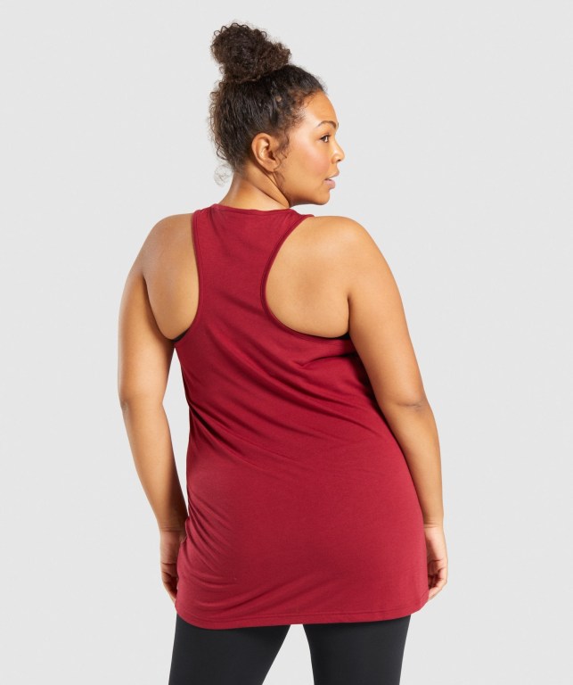 Gymshark Training Oversized Women's Tank Tops Burgundy | UAE-34WLSN