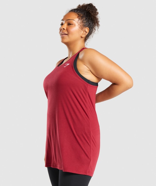 Gymshark Training Oversized Women's Tank Tops Burgundy | UAE-34WLSN