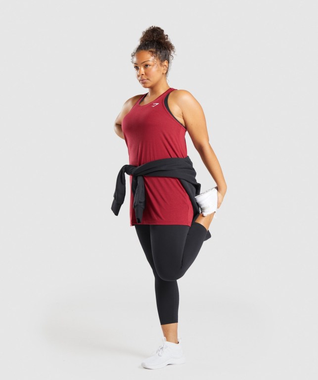 Gymshark Training Oversized Women's Tank Tops Burgundy | UAE-34WLSN