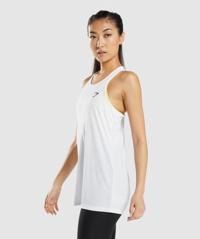 Gymshark Training Oversized Women's Tank Tops White | UAE-50YITZ