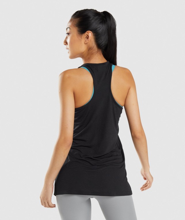 Gymshark Training Oversized Women's Tank Tops Black | UAE-74RJED