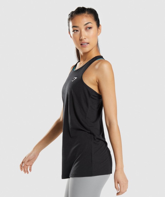 Gymshark Training Oversized Women's Tank Tops Black | UAE-74RJED