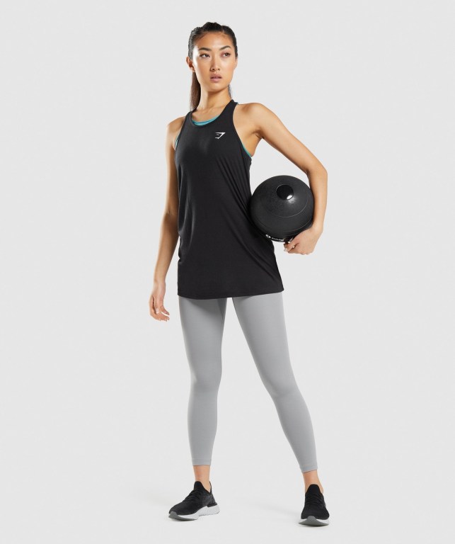 Gymshark Training Oversized Women's Tank Tops Black | UAE-74RJED