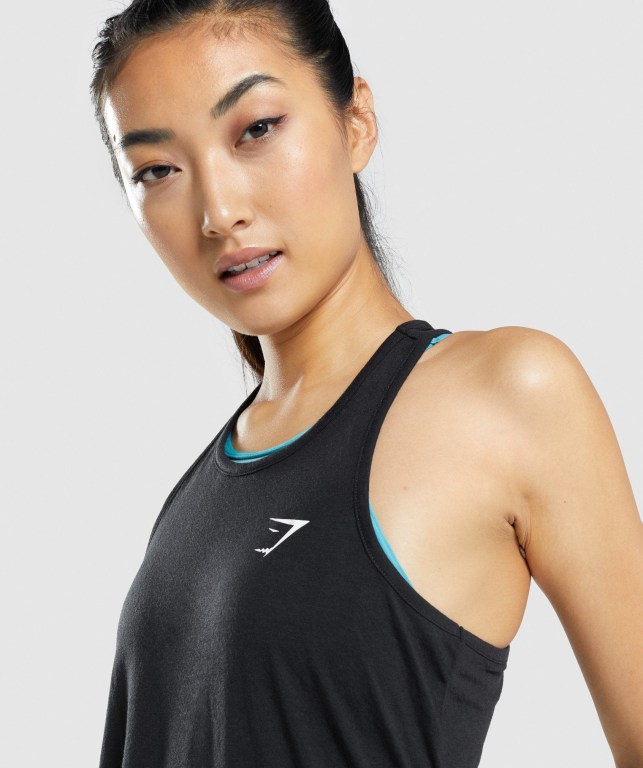 Gymshark Training Oversized Women's Tank Tops Black | UAE-74RJED