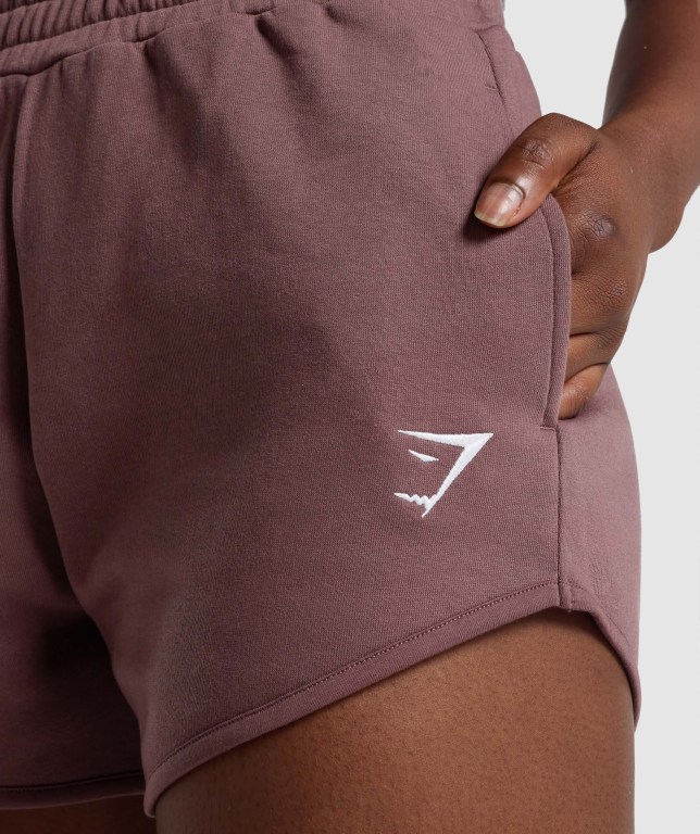 Gymshark Training Sweat Women's Shorts Brown | UAE-92FDZM