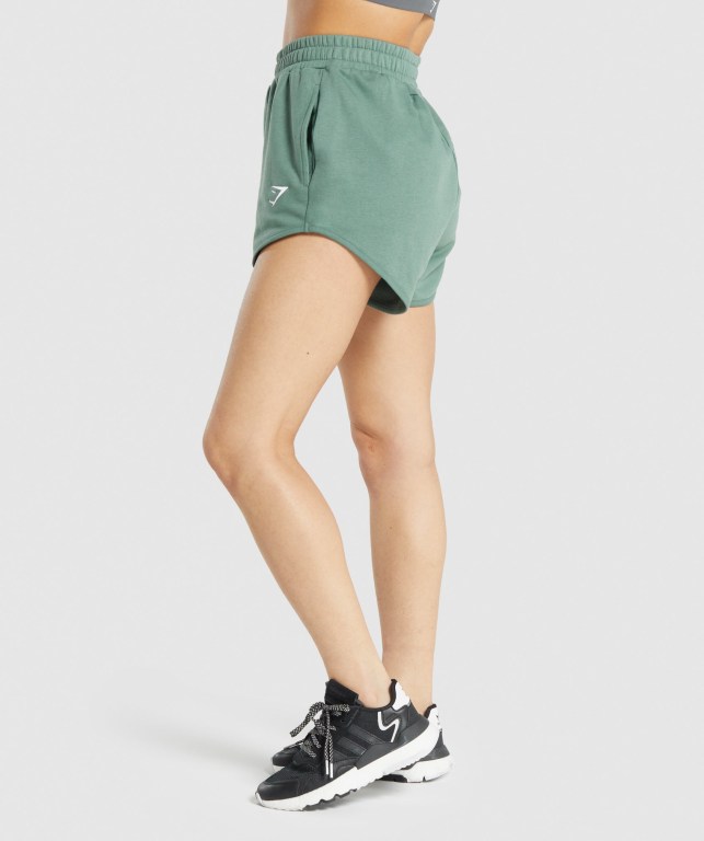 Gymshark Training Sweat Women's Shorts Green | UAE-31NPZC