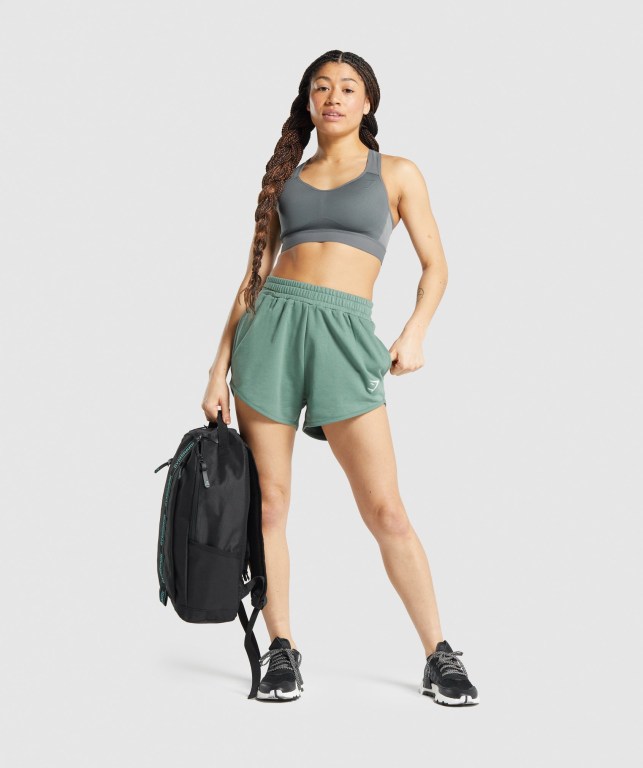 Gymshark Training Sweat Women's Shorts Green | UAE-31NPZC