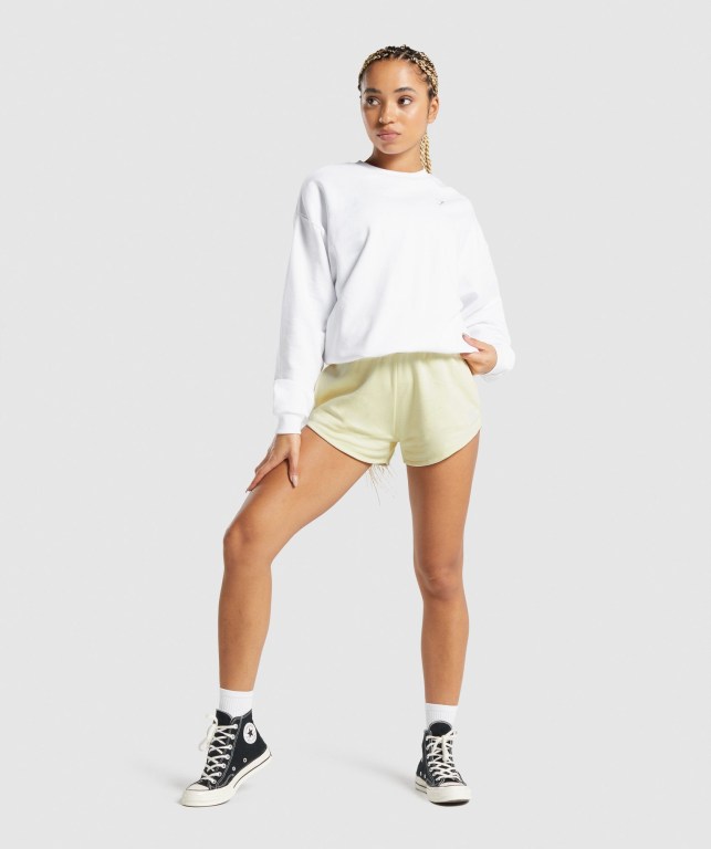 Gymshark Training Sweat Women's Shorts Yellow | UAE-46BLSW