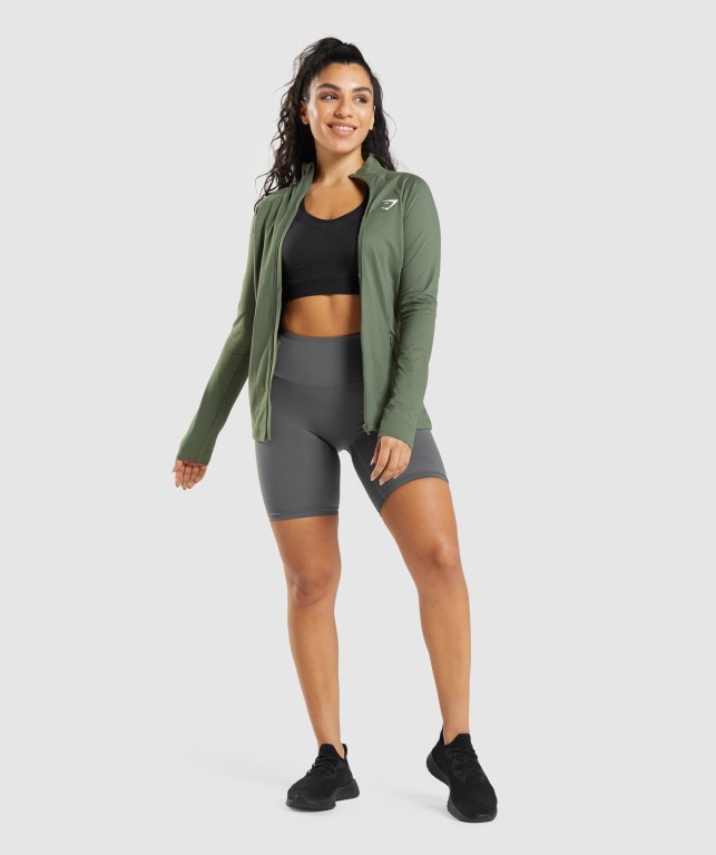 Gymshark Training Women's Jackets Olive | UAE-58HJPX