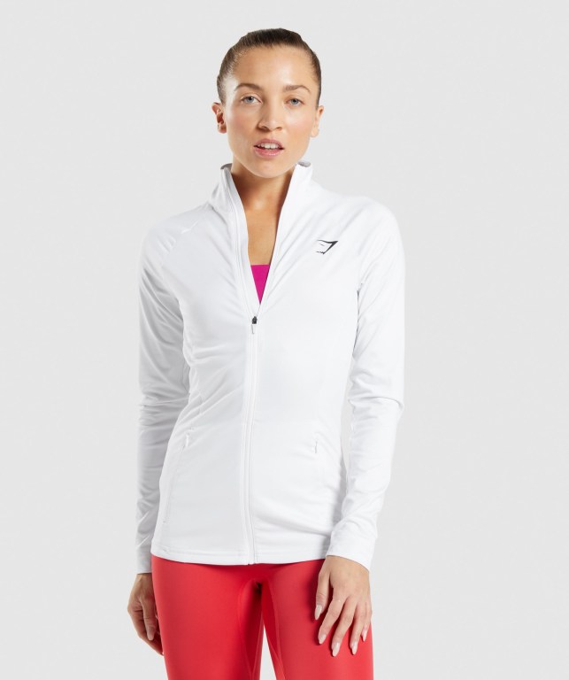 Gymshark Training Women\'s Jackets White | UAE-72JFAV