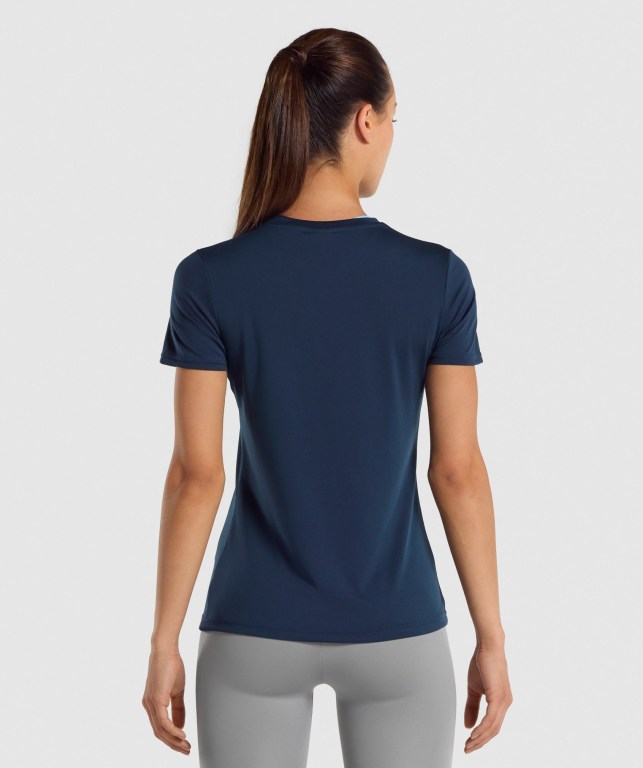 Gymshark Training Women's T Shirts Navy | UAE-70VYDR