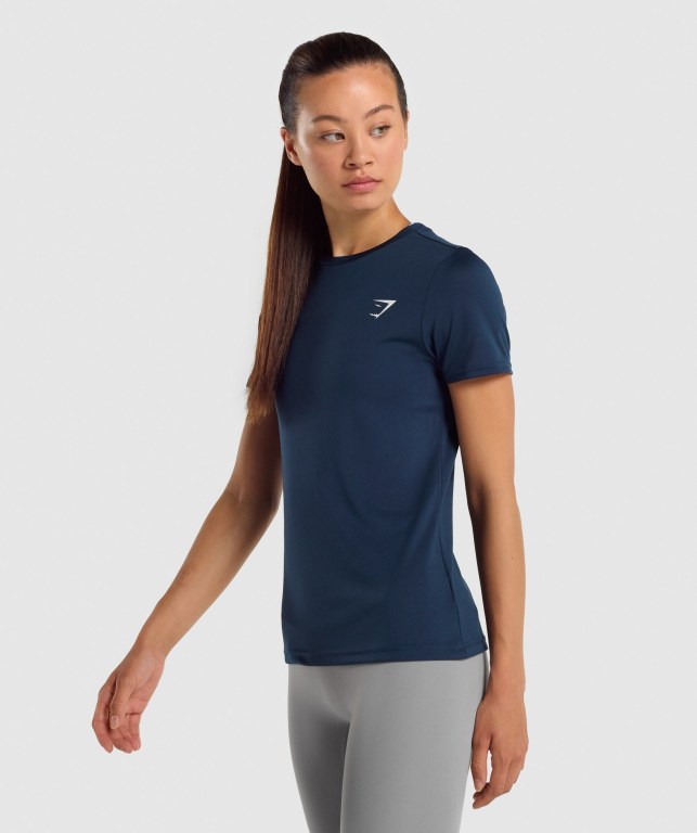 Gymshark Training Women's T Shirts Navy | UAE-70VYDR