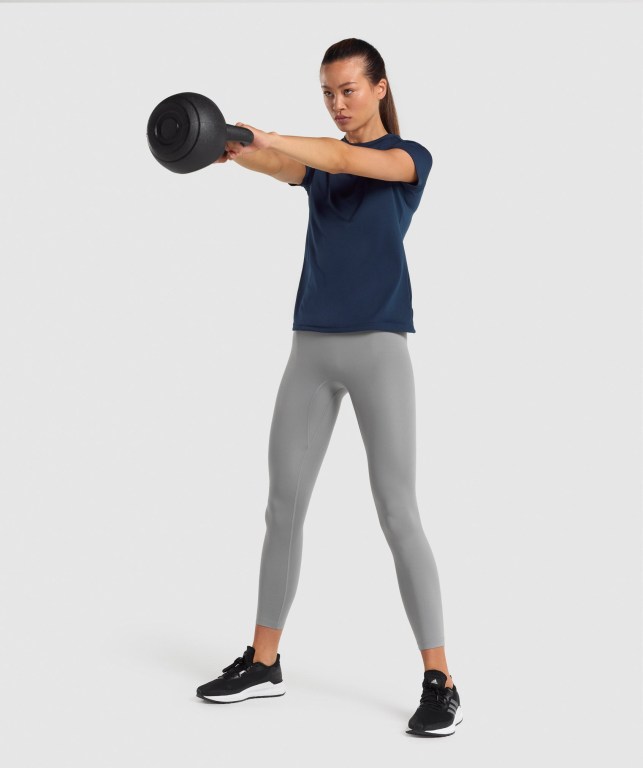 Gymshark Training Women's T Shirts Navy | UAE-70VYDR