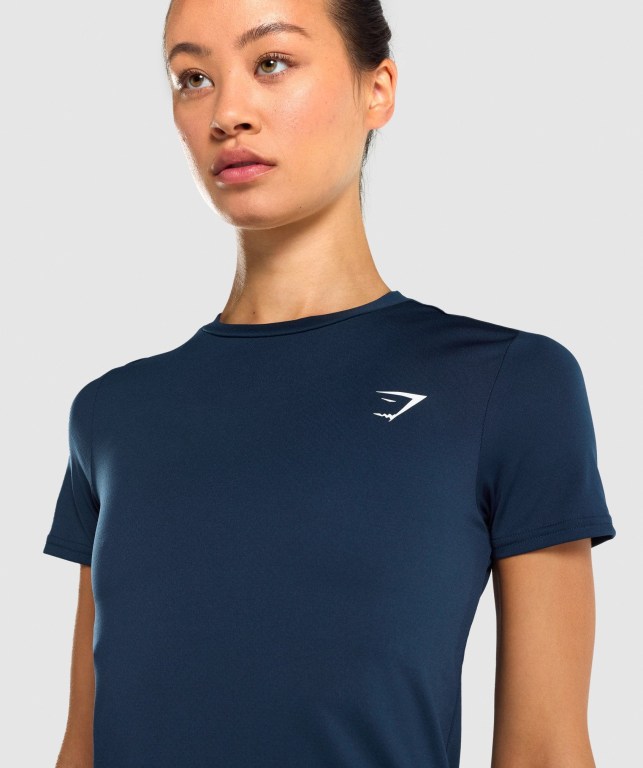 Gymshark Training Women's T Shirts Navy | UAE-70VYDR