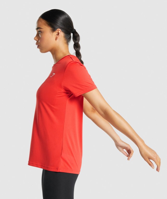 Gymshark Training Women's T Shirts Red | UAE-73QMGH