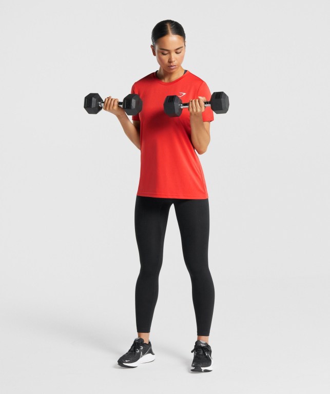 Gymshark Training Women's T Shirts Red | UAE-73QMGH