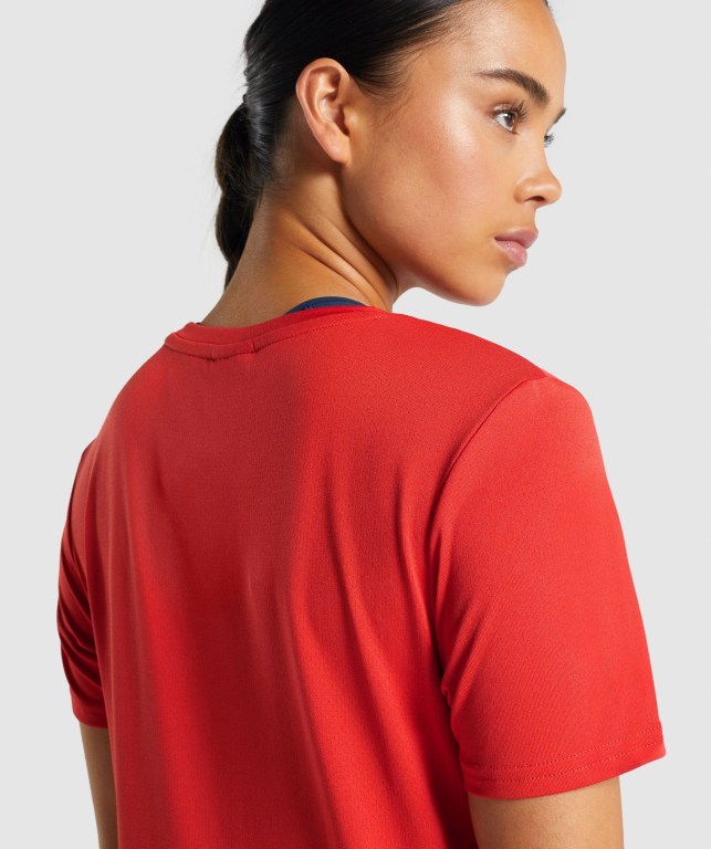 Gymshark Training Women's T Shirts Red | UAE-73QMGH