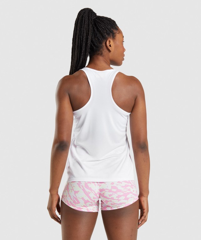 Gymshark Training Women's Tank Tops White | UAE-06NMHZ