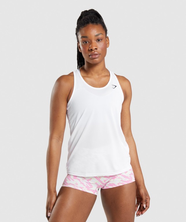 Gymshark Training Women\'s Tank Tops White | UAE-06NMHZ