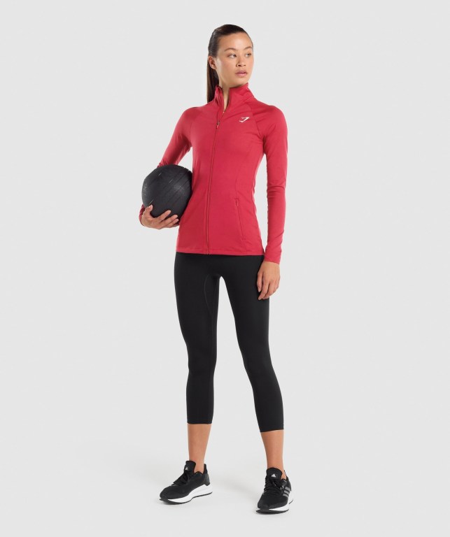 Gymshark Training Zip Up Women's Jackets Burgundy | UAE-38GWHX