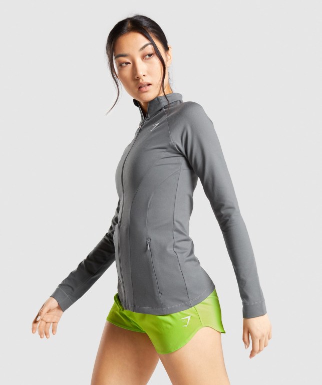 Gymshark Training Zip Up Women's Jackets Grey | UAE-47SFJQ