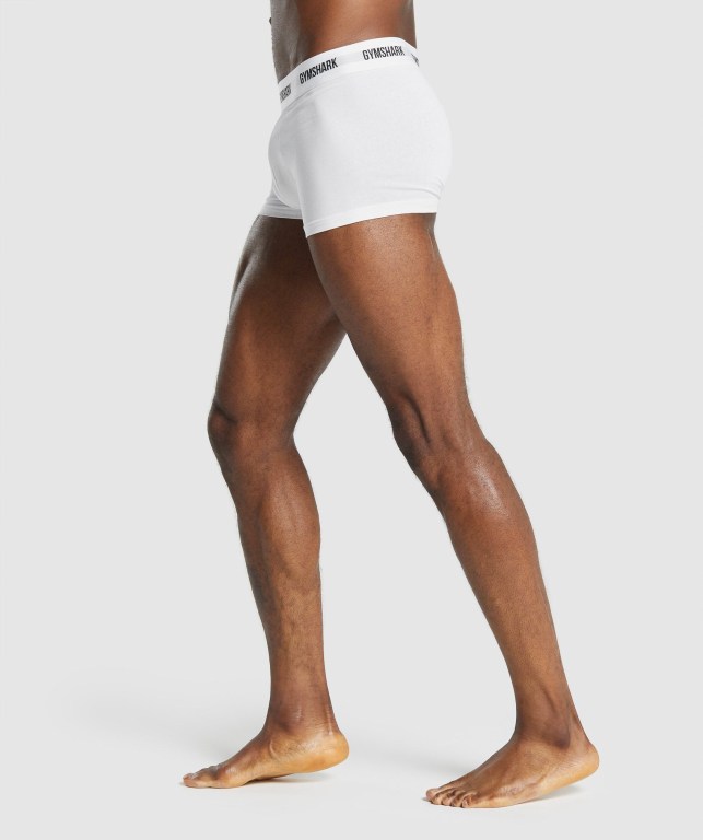 Gymshark Trunk 2pk Men's Underwear White | UAE-69WXNR