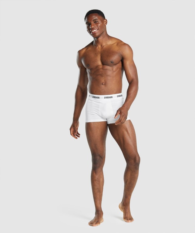 Gymshark Trunk 2pk Men's Underwear White | UAE-69WXNR