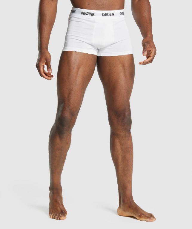 Gymshark Trunk 2pk Men\'s Underwear White | UAE-69WXNR