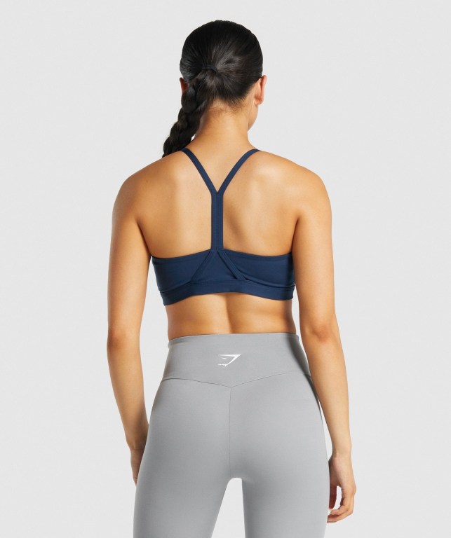 Gymshark V Neck Training Women's Sports Bra Navy | UAE-09XYWV