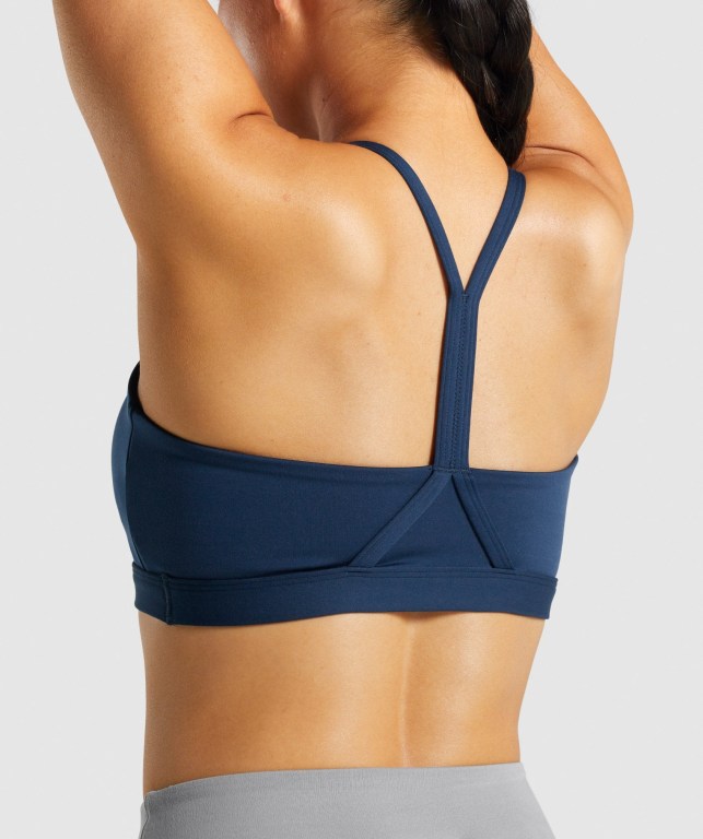 Gymshark V Neck Training Women's Sports Bra Navy | UAE-09XYWV