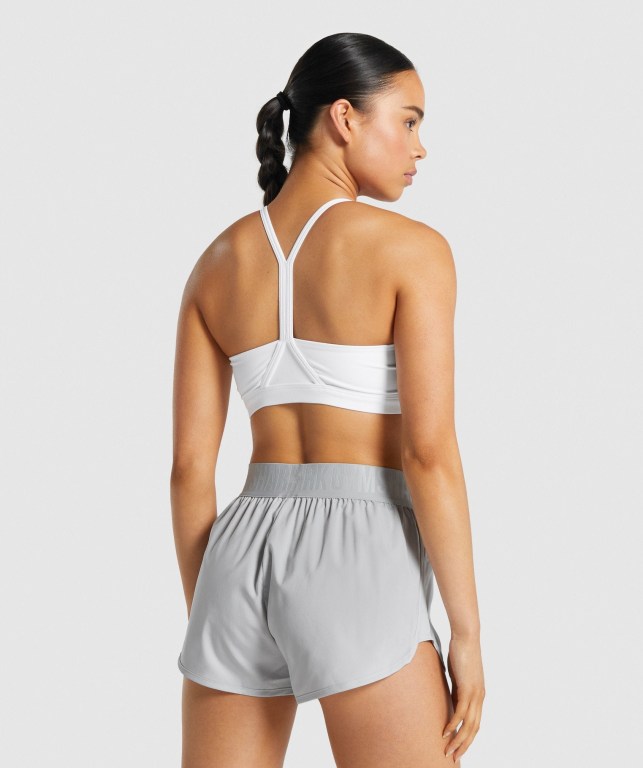 Gymshark V Neck Training Women's Sports Bra White | UAE-29PFCW