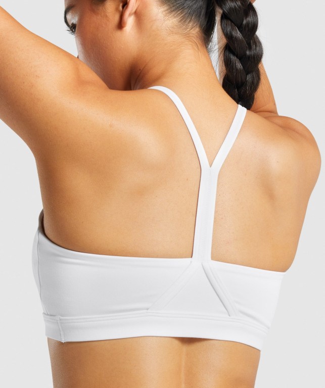 Gymshark V Neck Training Women's Sports Bra White | UAE-29PFCW