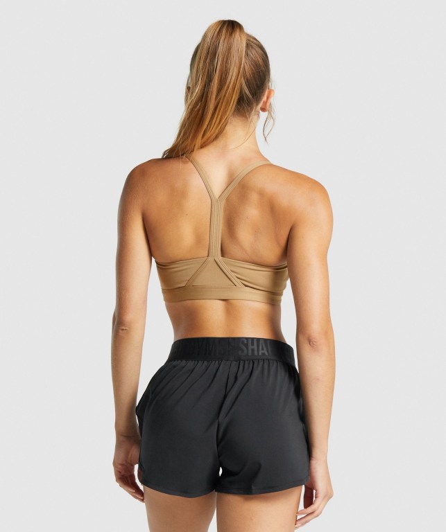 Gymshark V Neck Training Women's Sports Bra Light Brown | UAE-87OBJX