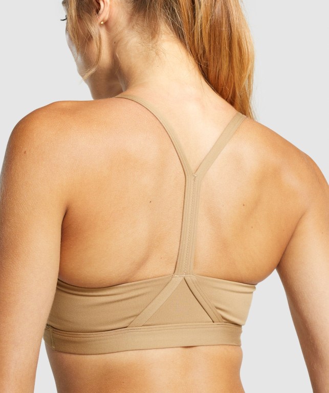 Gymshark V Neck Training Women's Sports Bra Light Brown | UAE-87OBJX