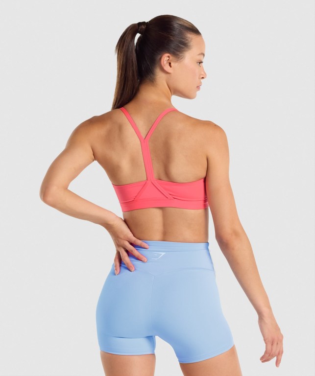 Gymshark V Neck Training Women's Sports Bra Pink | UAE-93NMGU