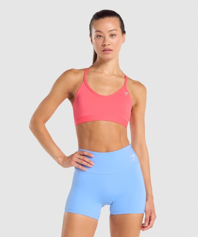 Gymshark V Neck Training Women\'s Sports Bra Pink | UAE-93NMGU