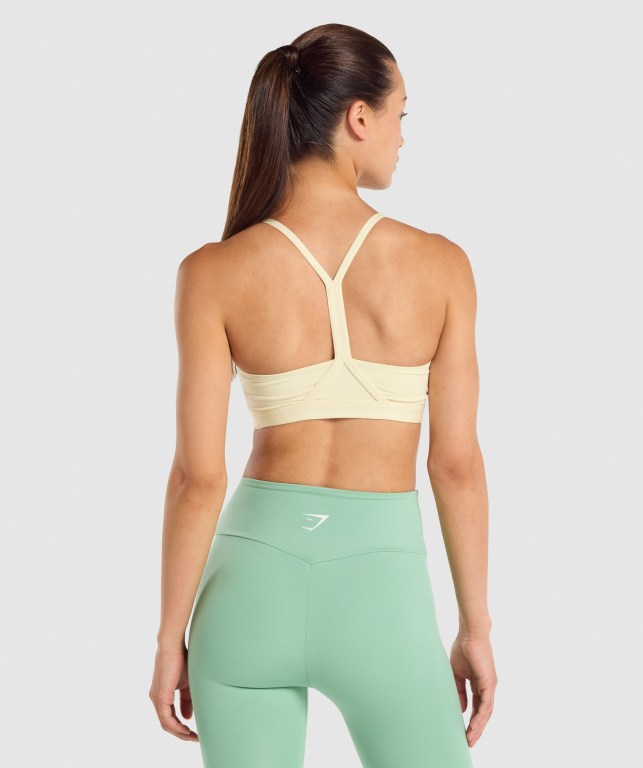 Gymshark V Neck Training Women's Sports Bra Light Yellow | UAE-96YKOI