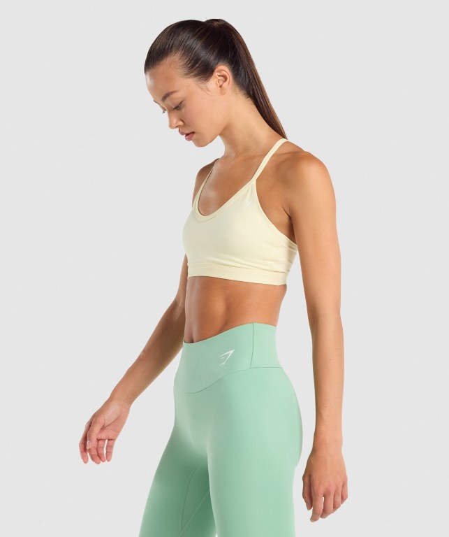 Gymshark V Neck Training Women's Sports Bra Light Yellow | UAE-96YKOI