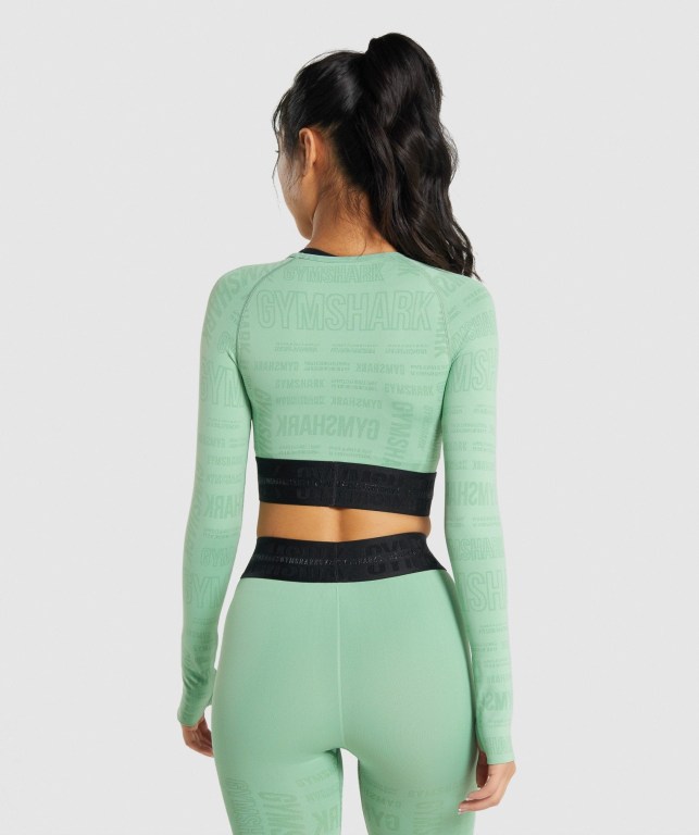 Gymshark Vision Crop Top Women's Sweatshirts Green | UAE-36BSFZ