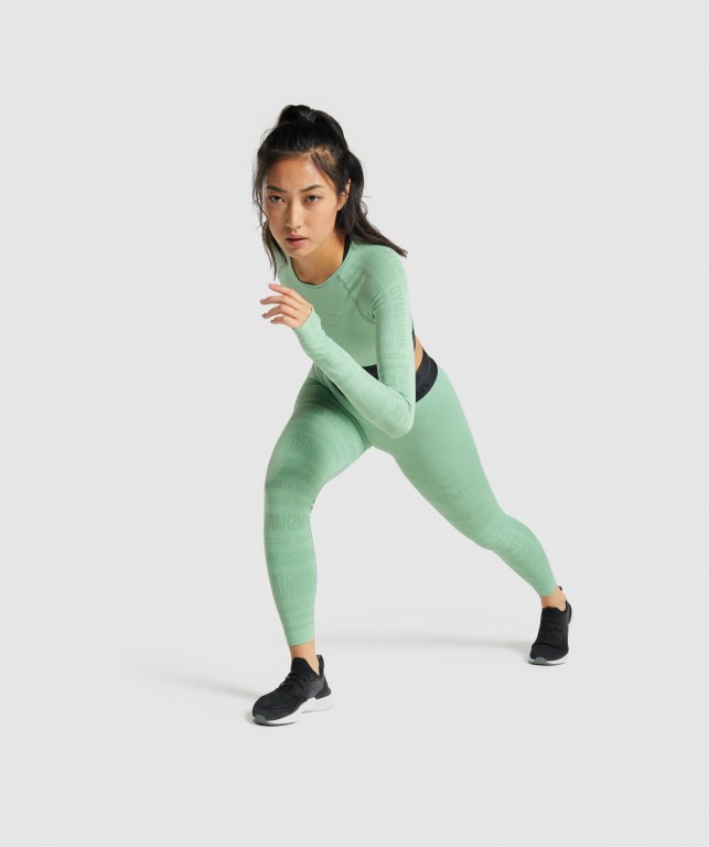 Gymshark Vision Crop Top Women's Sweatshirts Green | UAE-36BSFZ