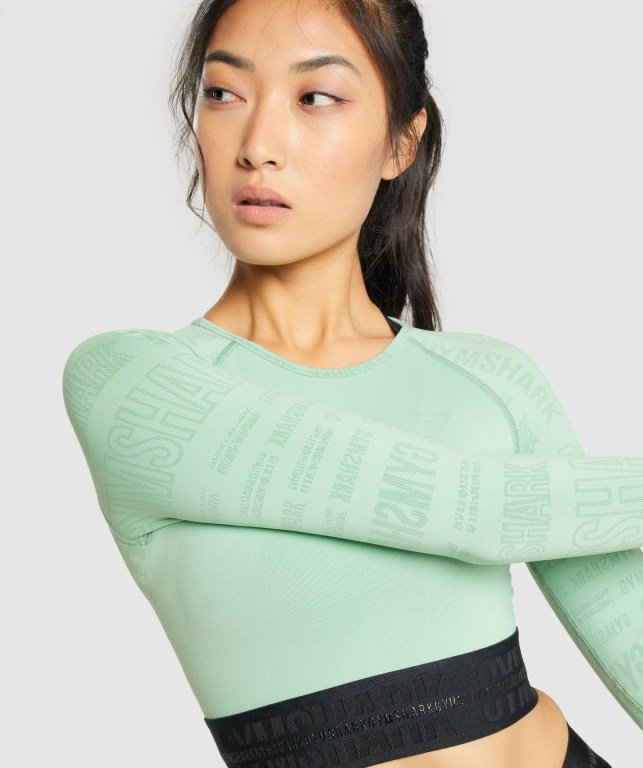 Gymshark Vision Crop Top Women's Sweatshirts Green | UAE-36BSFZ