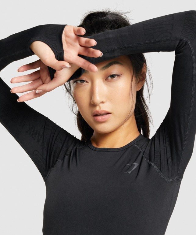 Gymshark Vision Crop Top Women's Sweatshirts Black | UAE-48JKRA